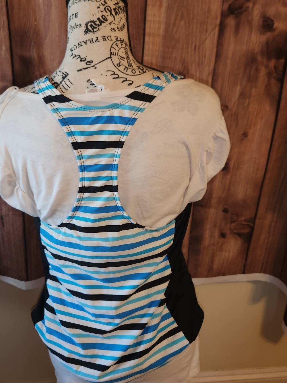 Beach House White & Aqua Swim Tankini Top - Picture 3 of 4